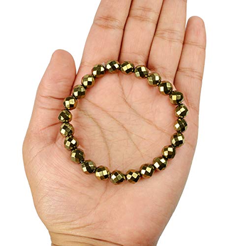 Image of Reiki Crystal Products Natural Crystal Stone 8 mm Faceted Diamond Cut Beads Bracelet for Men & Women | Reiki Charged Gemstone Bracelet | Multiple Stone Variants Available