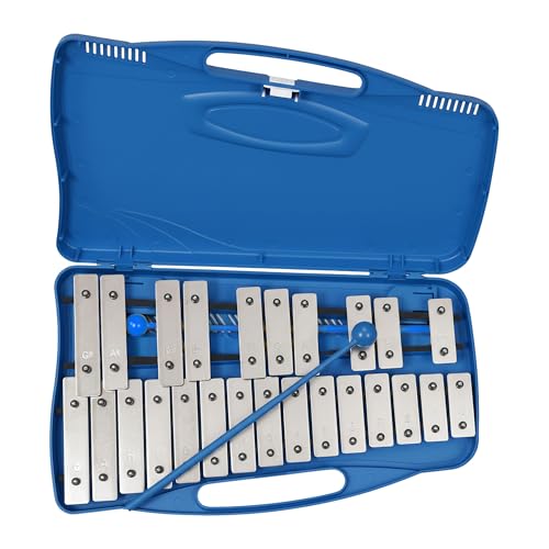 Relaxdays Carillón Cromático de 25 Placas G5-G7, Xilófono en Estuche, Azul, 4x38x23 cm