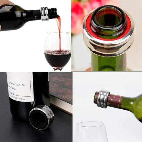 CULEO Recogegotas para botellas,4 anillos de vino de franela de acero inoxidable, accesorios para vino, anillos de goteo - imagen 6