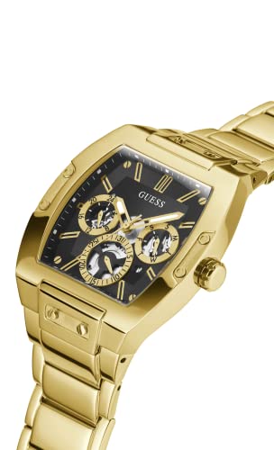 GUESS Stainless Steel Phoenix Collection Analog Black Dial Men Watch-Gw0456G1, Gold Band - Image 5