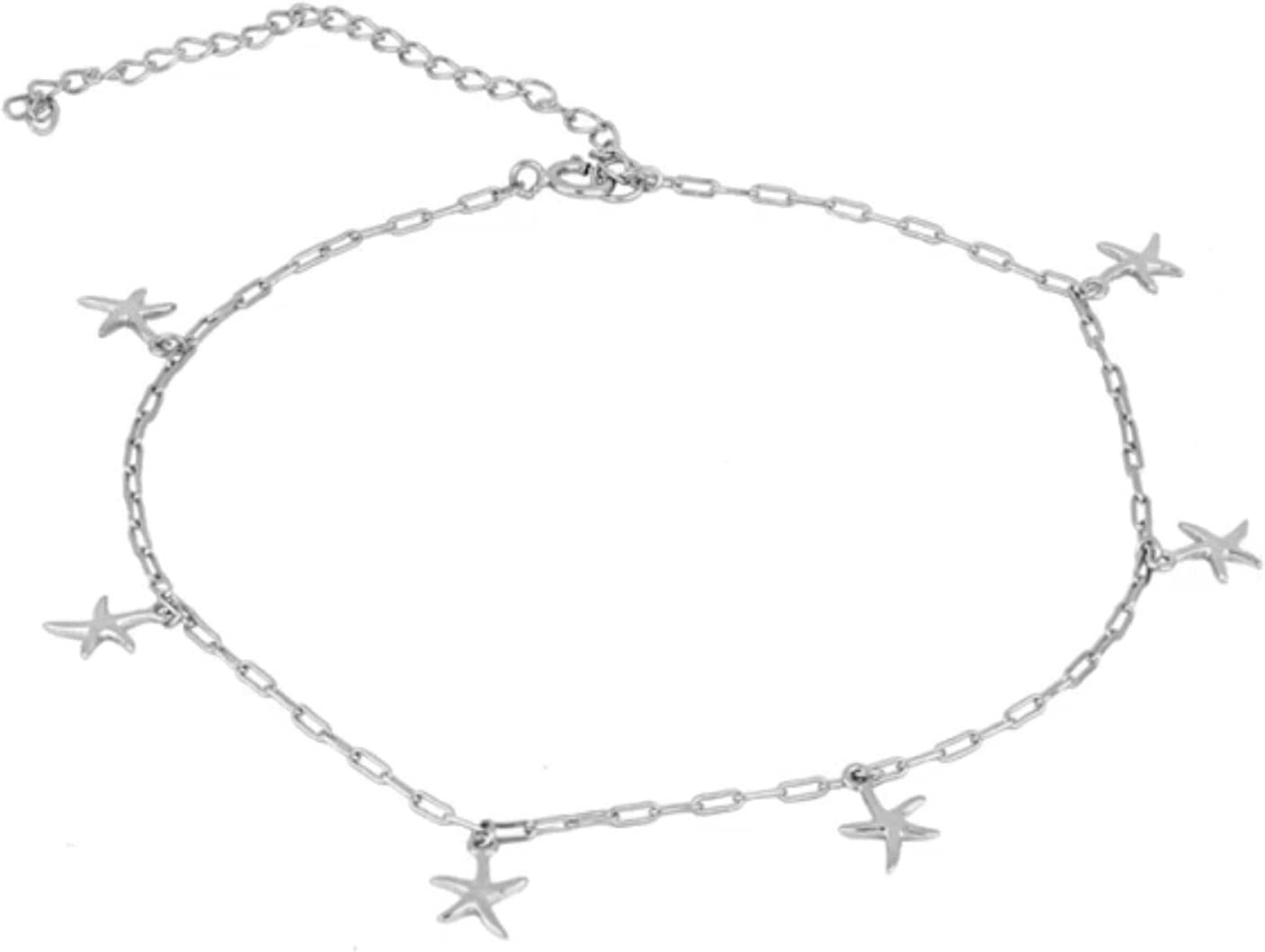 Cavigliere, cavigliera in Argento Sterling 925 per Donna Cavigliera con Catena a Forma di Piccola Stella Marina Bracciale alla Caviglia Regalo di gioielleria Femminile