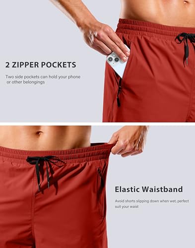 Image of G Gradual Mens Swim Trunks with Compression Liner 7 inch /9'' Quick Dry Board Shorts Swimsuit Bathing Suit for Men Zipper Pockets