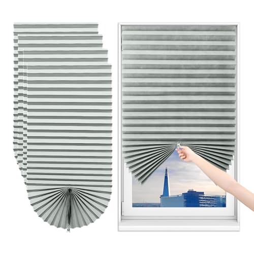 Sneulletoys 4pk No Drill Temporary Blinds Stick on (Grey 60W×150H cm)