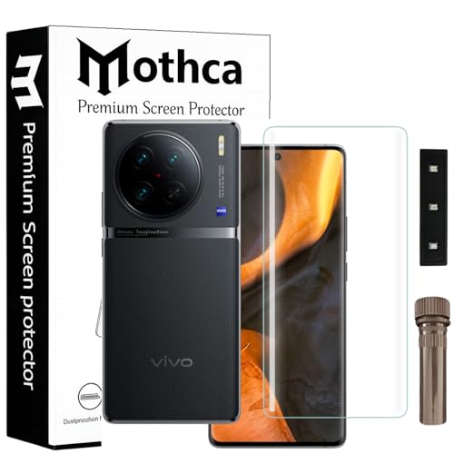 Image of Mothca Curved UV Tempered Glass Screen Protector for Vivo X90 / X90 Pro | Transparent | Pack of 1 | Full Screen Coverage with UV Installation Kit
