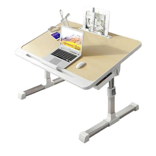 折りたたみテーブル ミニデスク 安定性強化版 床用ローテーブル ノートパソコンデスク 高さ角度調整 引き出し付き 書棚付き 15kg耐荷重 軽量 学習 食事用(オーク木目 - スロット・ブックスタンド・引き出し・USBポート・滑り止めトレ)