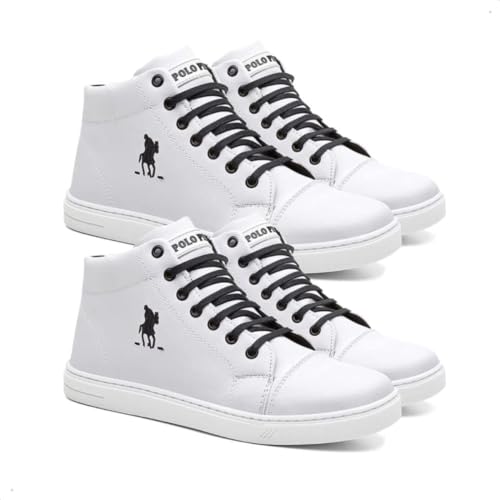 Kit 2 Tenis Polo Plus Masculino Botinha Cano Alto Comfort Branco