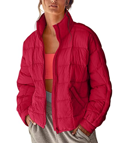 GeGekoko Women's Lightweight Oversized Long Sleeve Zip Water Resistant Packable Puffer Jacket Warm Short Winter Coat3