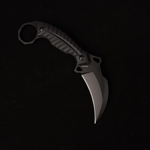 Miniatura 7 de Cuchillo de garra de hoja fija, mango G10 de hoja de alto carbono 8cr14mov con funda Kydex para acampar al aire libre (hoja plateada)