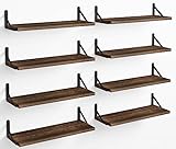 Fixwal Floating Shelves, Width 4.7in Rustic Wood Wall Shelves Set of 8, Wall Storage Shelves for Bedroom, Living Room, Kitchen, Bathroom, Office and Plants (Dark Carbonized Black)