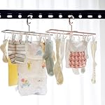 YOUOWO Clothes Drying Hangers 2Pack Grey Foldable with 12 Detachable Clips | 360° Rotatable Hook,For Socks Drying Towels Bras Clothes Gloves
