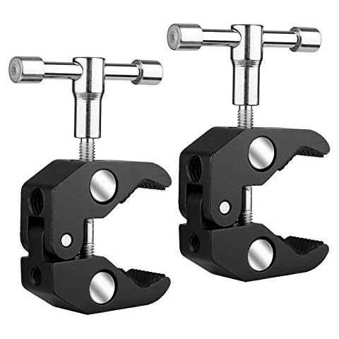 SLOW DOLPHIN Photography Super Clamp w/1/4'' and 3/8'' Thread Clip for DSLR,Cameras, Light Stand, Rods,Lights, Umbrellas, Hooks, Shelves, Cross Bars (2PCS) Cover