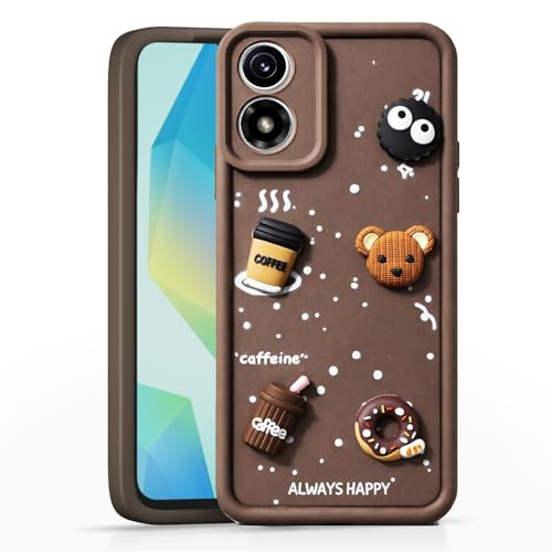 Image of Bintage Case Ball Bear| Donut| Milk Cake| Baby| Coffee Rubber Case Camera Protection Back Cover Compatible for Motorola Moto G04 - Brown