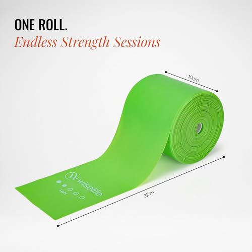 Image of Wiselife Thera Band Roll 22mtr | Resistance Exercise Band for Strength Training, Stretching, Yoga, Pilates, Rehab, Physiotherapy & Home Workout | Latex Elastic Band