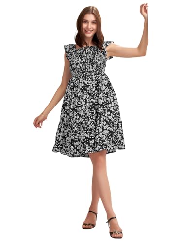 Selvia Western Dress For Women|Crepe Dress For Women|Fit & Flare Dress For Women|One Piece Dress For Women (706Dtk7904N-S_Black & White)