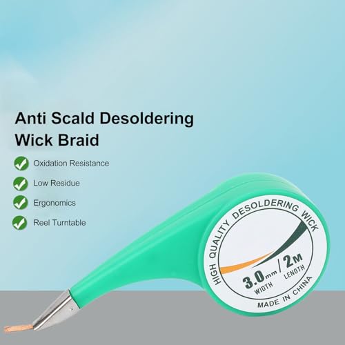 Image of Solder Wick Desoldering Wick 2m Length 3mm Width Brass Pre Fluxed Solder Removal Tool for PCB Repair Electronics Work