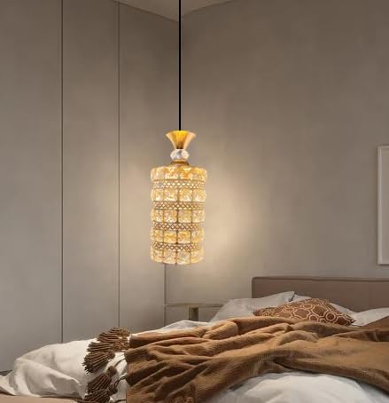 Image of Round Crystal Style 3 Light LED Pendant Lamp for Dining Table, Bedroom & Living Room Hanging Ceiling Light for Home & Bar (A35 Crystal Pendant LAMP)