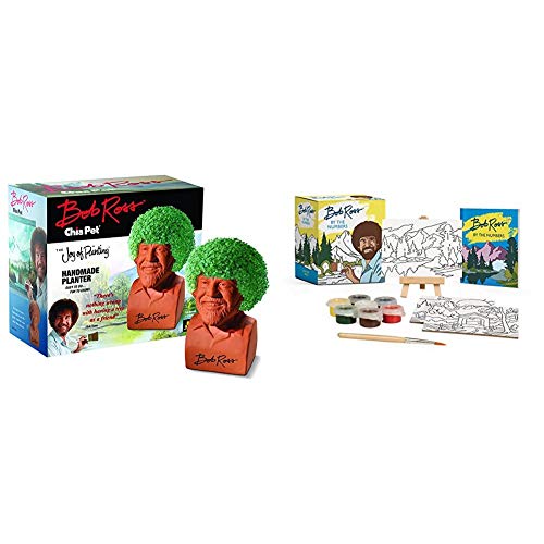 Chia Pet Bob Ross with Seed Pack, Decorative Pottery Planter, Easy to Do and Fun to Grow, Novelty Gift, Perfect for Any Occasion & Bob Ross by The Numbers (RP Minis)