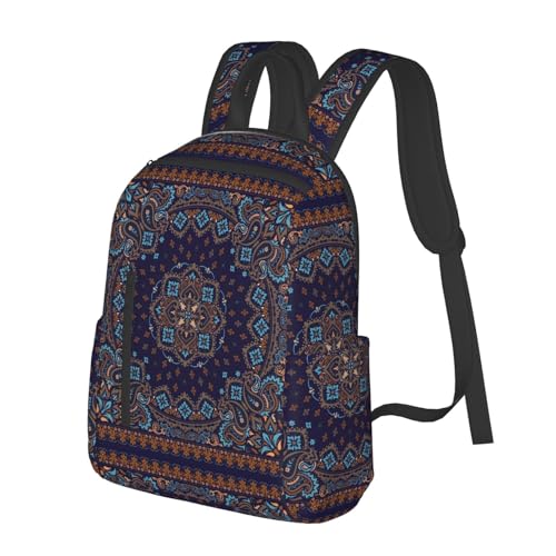 Backpacks for womens mens backpack with bottle side pockets casual daypack travel backpacks (for Traditional Floral Paisley Bandanna Pattern)2