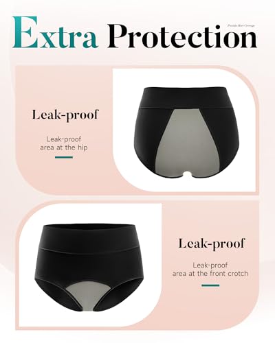 Image of Saliryj Women's Period Underwear Heavy Flow, High Absorbency Cotton Panties LeakProof Postpartum Menstrual Briefs Women Teens