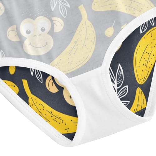 ZZKKO Monkey Banana Girls Underwear Toddler Panties for Girls Comfort Brief Size 2T-8Y4