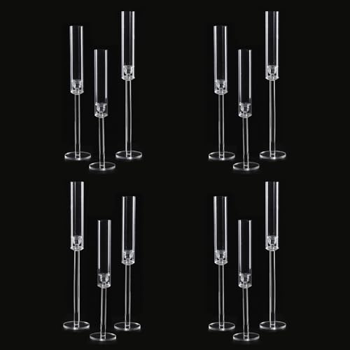 Generic Clear Candlestick Holder Set of 12 for LED Candles, Acrylic Candle Holder for Wedding Decorations Living Room Decor