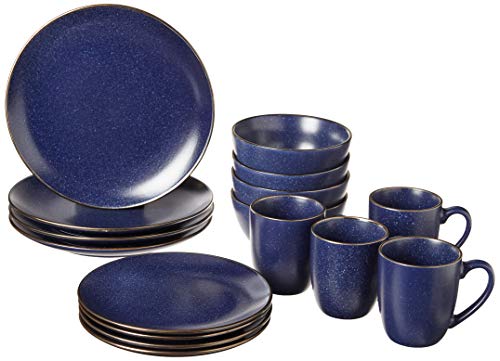 Gourmet Basics by Mikasa Juliana Blue 16-Piece Dinnerware Set, Service for 4