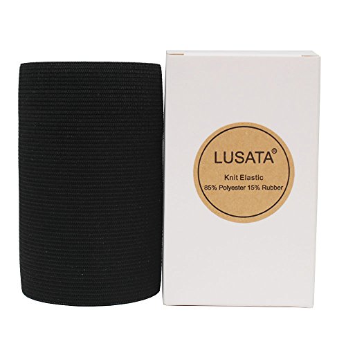 image for lusata 4 inch Wide Black Knit Elastic Spool Heavy Stretch High Elastic