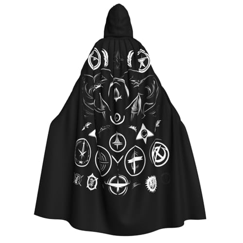 NImongt Capa con capucha con estampado negro de símbolos