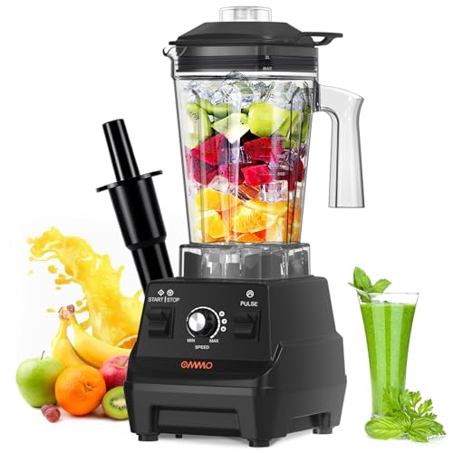 OMMO Blender 1800W, Professional High Speed Countertop Blender with Durable Stainless Steel Blades, 60oz BPA Free Blender for Shakes and Smoothies, Nuts, Ice and Fruits, Dishwasher Safe image 2