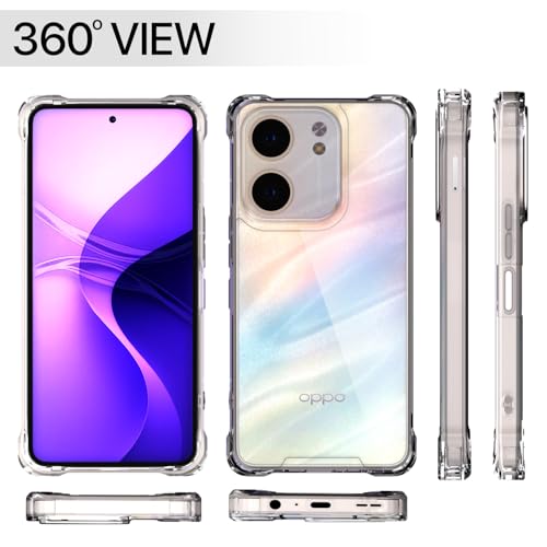 Image of Amazon Basics Back Cover for Oppo A5x PC + TPU Clear Transparent Raised Edges Shockproof Protective Phone Bumper Case(Transparent)