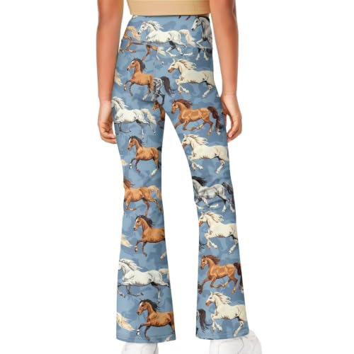 Image of Girls Leggings Floral Print High-Waisted Flared Pants 5-14 Years