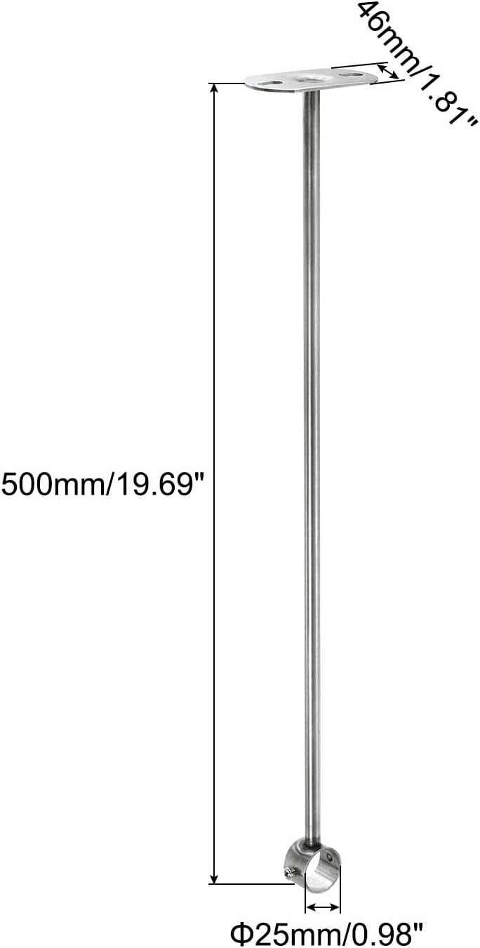 uxcell 4 Pcs Ceiling Mount Bracket, Wardrobe Pipe Bracket, 0.98 Inch Dia, Shower Curtain Closet Wardrobe Rod Lever Support Holder Pipe Flange Socket 19.68 Inch Height