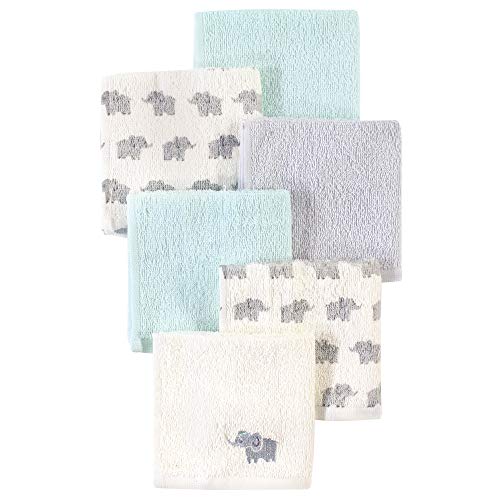Image of Luvable Friends Unisex Baby Super Soft Cotton Washcloths, Elephant With Hat, One Size