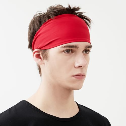 Image of MARKEEP Running Headbands for Men (4 or 6 Pack), Mens Stretchy Headband for Football,Cycling,Basketball,Yoga,Fitness Workout Unisex Quick-Dry Sweatband