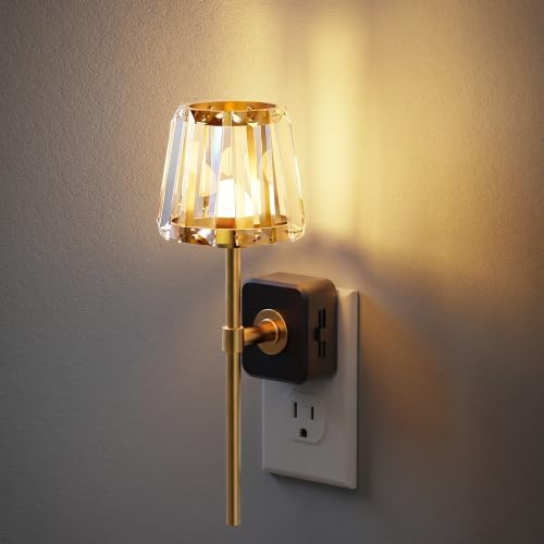 Image of JandCase Night Lights Plug into Wall, Vintage Nightlights | Dusk to Dawn Sensor, 0-100LM Dimmable, Crystal Lamp for Living Room Bedroom Hallway