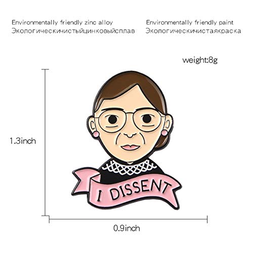 Image of RBG Pins Ruth Bader Ginsburg Pins I Dissent Pins RBG Dissent Collar Feminism Pins Women'S Rights Judge Badge Pins 4 pcs