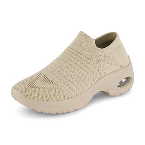 CUSHIONAIRE Women's Breeze Stretch Knit Slip on Sneaker +Memory Foam & LiteSole Technology