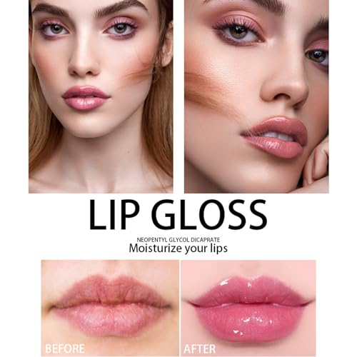 Plump Lip Gloss,Plumping Lip Oil Tinted,Clear Pink Instant Plumper Lip Gloss,Moisturizing Long Lasting Nourishing Lip, Hydrating Gloss Tint for Women,Glitter Shine Liquid Lipstick,Lip Glaze Makeup(02) - Image 4