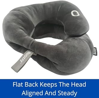 BCOZZY Chin Supporting Home Neck Brace Pillow with The Patented Contoured Design Provides Comfort and Relief to Upright Sleepers and Recovering Patients, Soft, Washable, Black