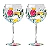 SKINFORD 2PCS Hand Painted Flower Wine Glass Rose Stemmed Wine Glasses Flower Goblet Butterfly Wine Glass Cocktails Novelty Gift for Birthdays Weddings Rustic Country Farmhouse Tulip