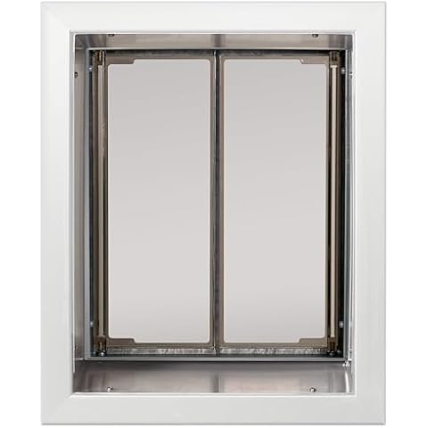 PlexiDor Performance Pet Doors for Dogs and Cats - Wall Mount Dog Door with Lock and Key - White, Large Size Cover