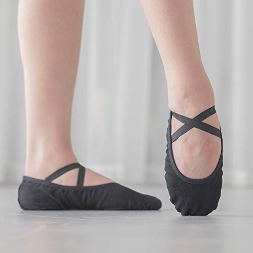 HROYL Ballet Shoes for Toddler Girls/Kids Split-Sole Ballet Dance Shoes,Elastic Fabric,Ballet-TLB2