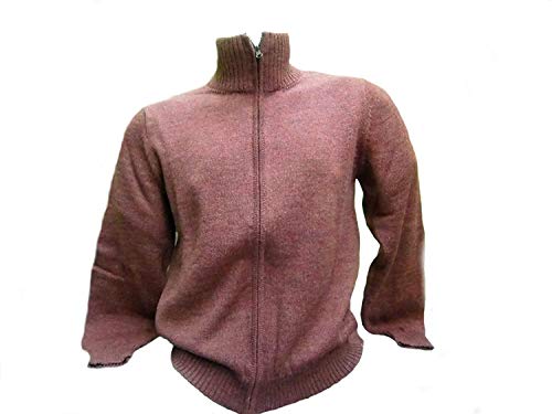 Veste en laine d'alpaga péruvienne col roulé marron L pull chaud tricot homme