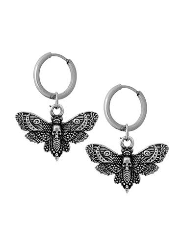 HAQUIL Gothic Deathhead Hawkmoth Skull Dangle Drop Earrings for Women, Goth Skull Memento Mori Jewelry Gift