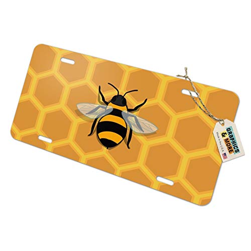 GRAPHICS & MORE Bee on Honeycomb Novelty Metal Vanity Tag License Plate
