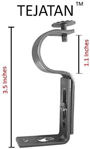 Curtain Rod Brackets - Silver (Set of 4 Brackets)(Also known as - Curtain rod Holder / Bracket for Drapery rod / Window Drapery rod bracket set for Draperies / adjustable curtain rod brackets)