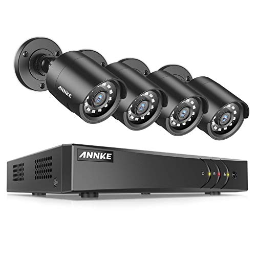 ANNKE 4CH Security Camera System HD-TVI 1080P Lite H.264+ DVR with 4×1080P HD Indoor/Outdoor Weatherproof CCTV Cameras, Motion Alert, Remote Access
