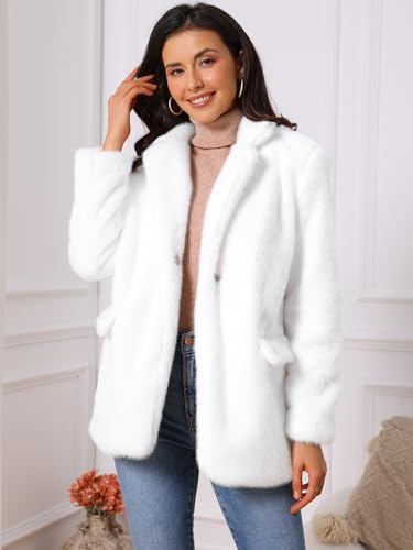 Seta T Women's Faux Fur Coat Fashion Winter Open Front Jacket Notch Lapel Long Sleeve Fluffy Fur Coat4