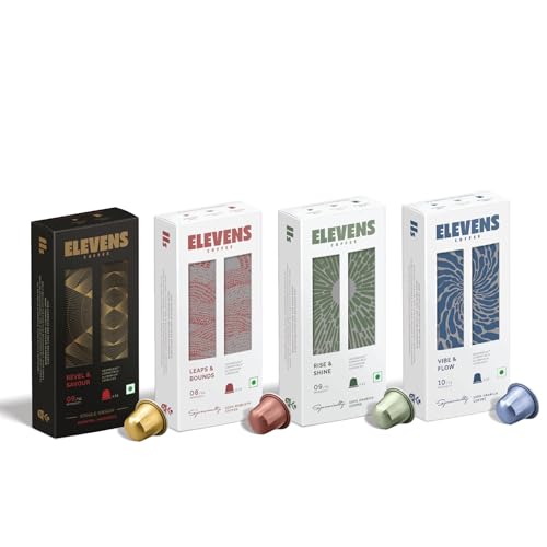 Image of ELEVENS COFFEE | Variety Pack 1 | Coffee Capsules | 100% Arabica & Robusta | 44 Aluminium Coffee Pods (11 x 4 Flavours) | Dark Roast | Intensity 8-10 | Compatible with Nespresso