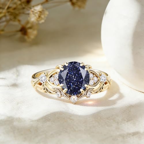 Image of Gemstone Vintage Rings for Women s925 Sterling Silver Round Cut 1.0 Carat Gemstone with Moissanite Promise Engagement Anniversary Ring for Her